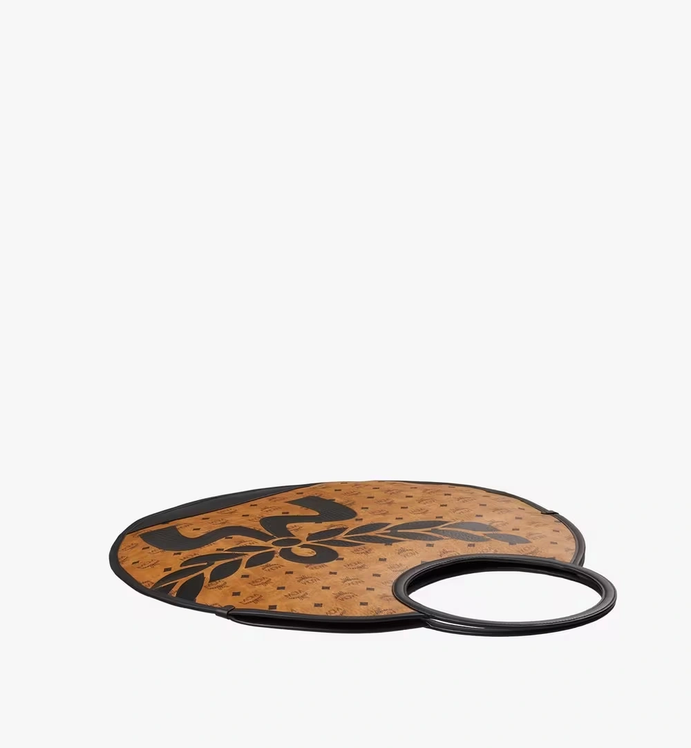 X-Large Round Aren Fold Tote in Mega Laurel Visetos Cognac