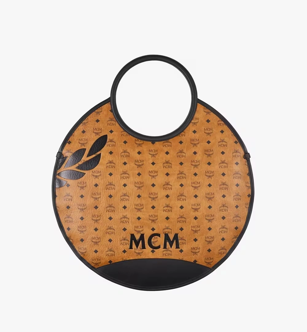 X-Large Round Aren Fold Tote in Mega Laurel Visetos Cognac 3 X-Large Round Aren Fold Tote in Mega Laurel Visetos Cognac