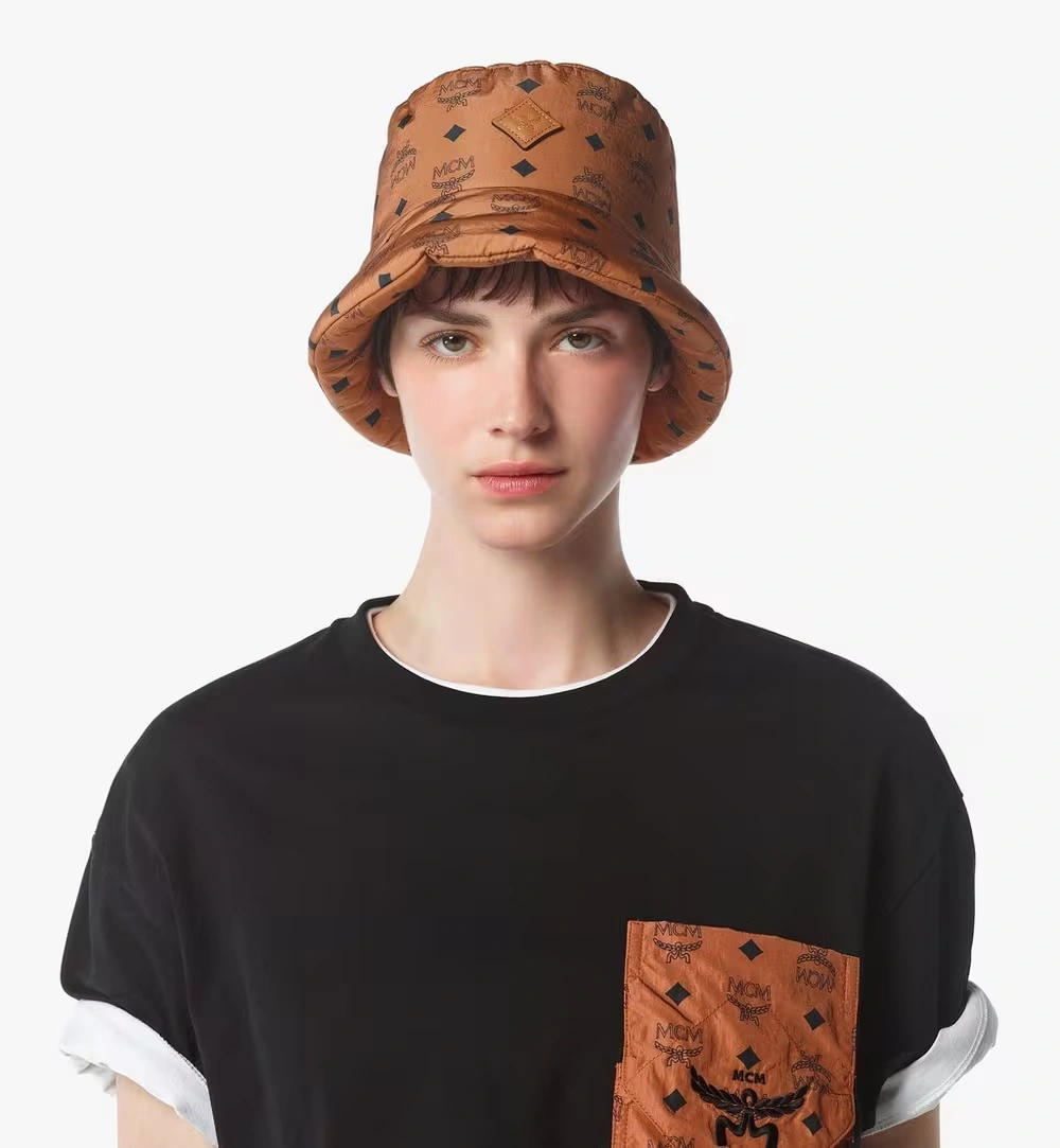 L / 60cm / 23.6" Padded Bucket Hat in Monogram Print ECONYL® Cognac