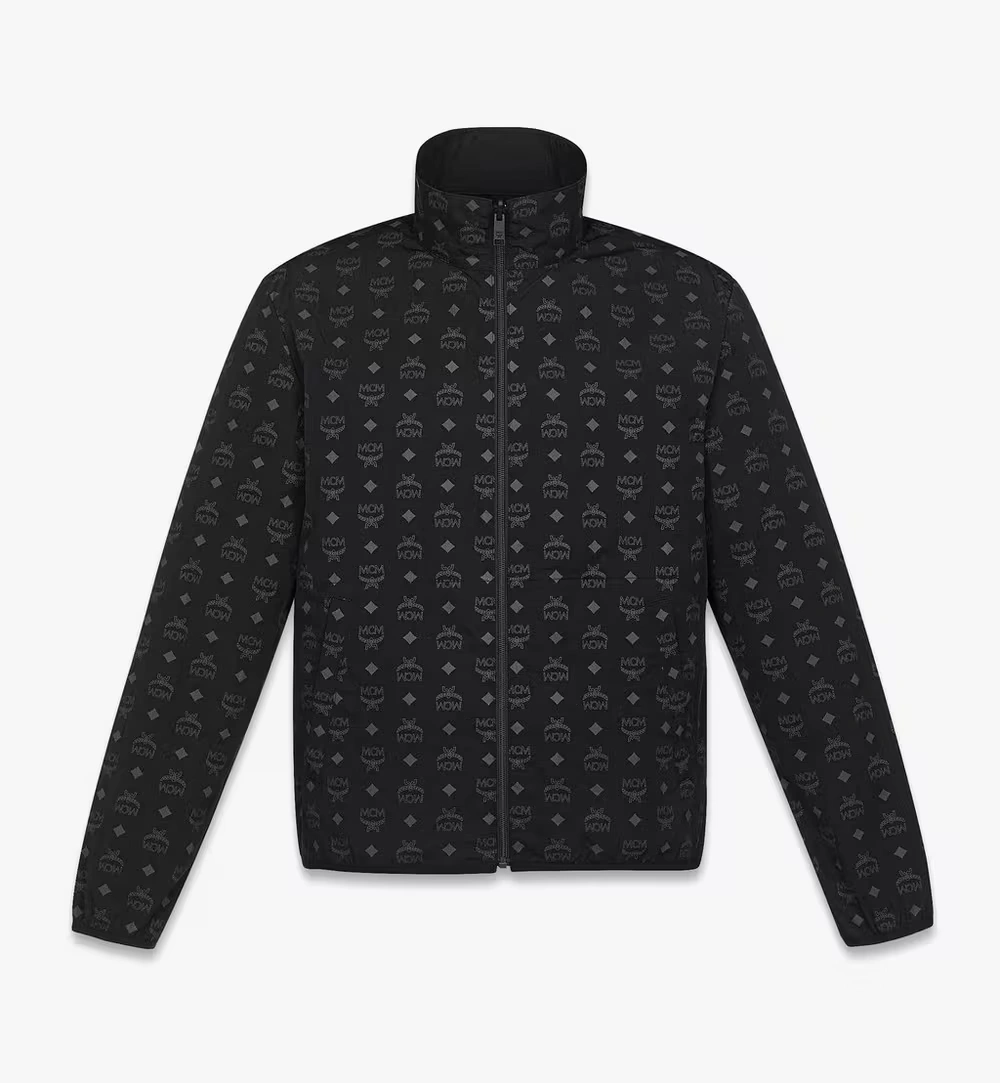 Large Reversible Monogram Print Windbreaker in ECONYL® Black