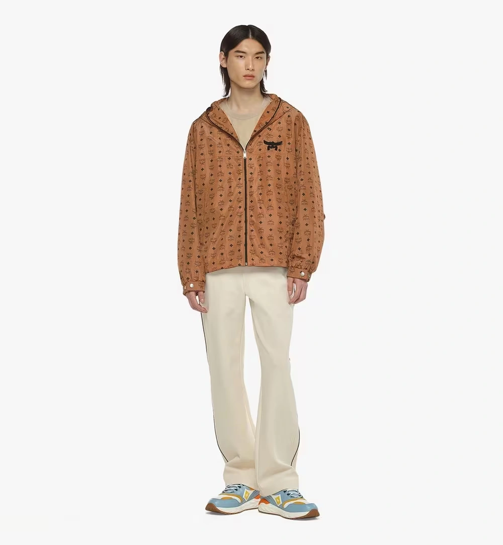 Large Monogram Print Windbreaker in ECONYL® Cognac