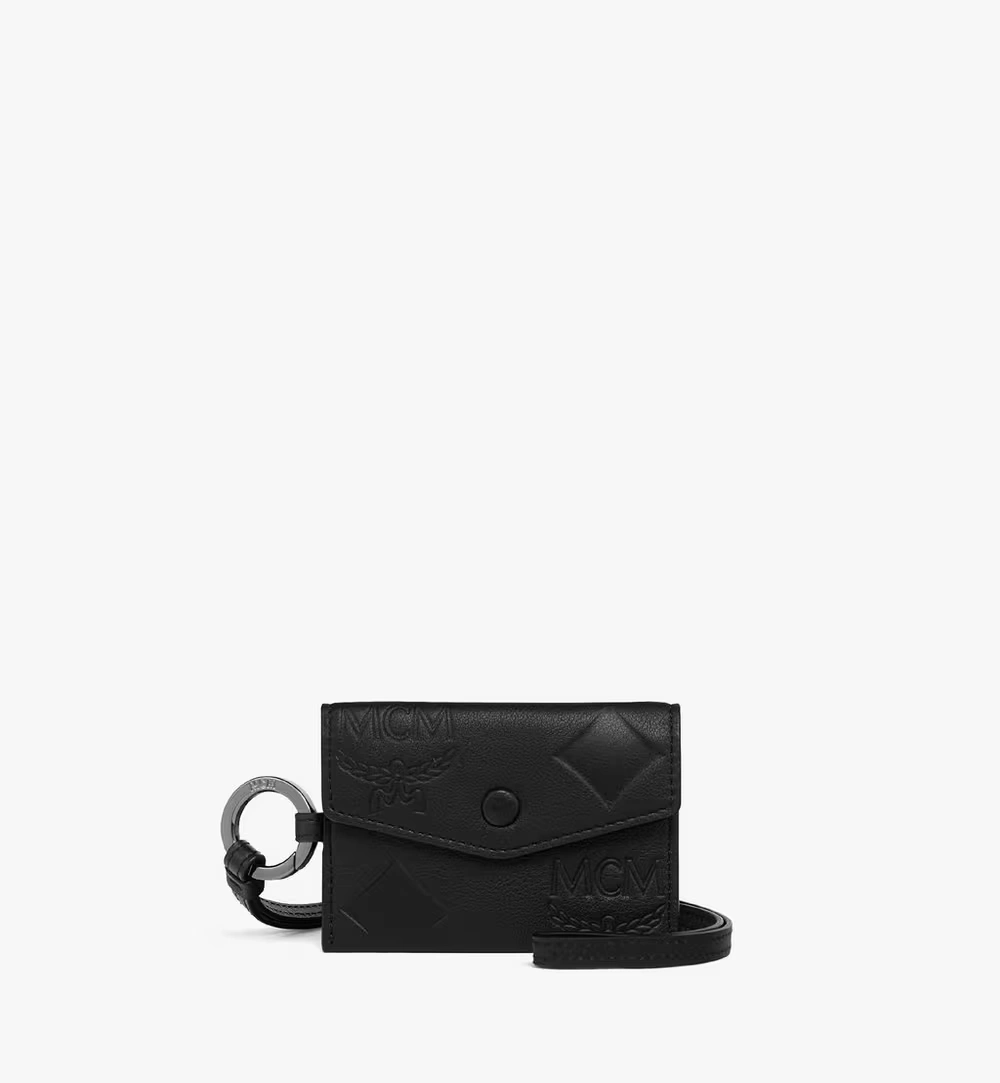 One Size Aren Lanyard ID Wallet in Maxi Monogram Leather Black