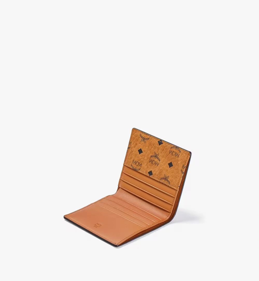 Mini Bifold Card Wallet in Visetos Original Cognac