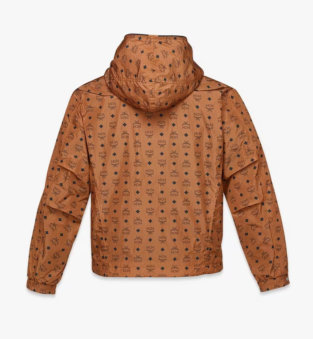 Medium Monogram Print Windbreaker in ECONYL® Cognac