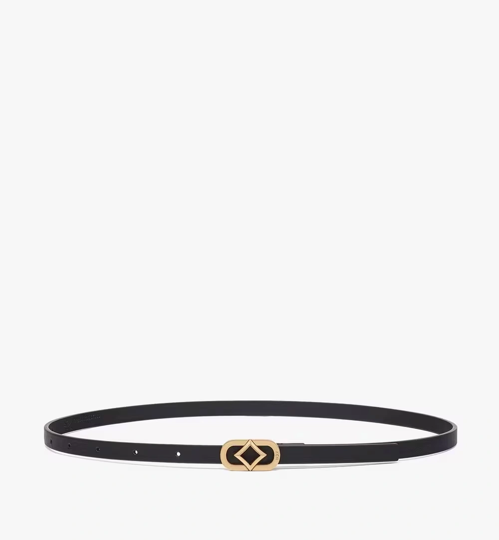 85cm / 33.4" Diamond Buckle Belt in Spanish Calf Leather Black