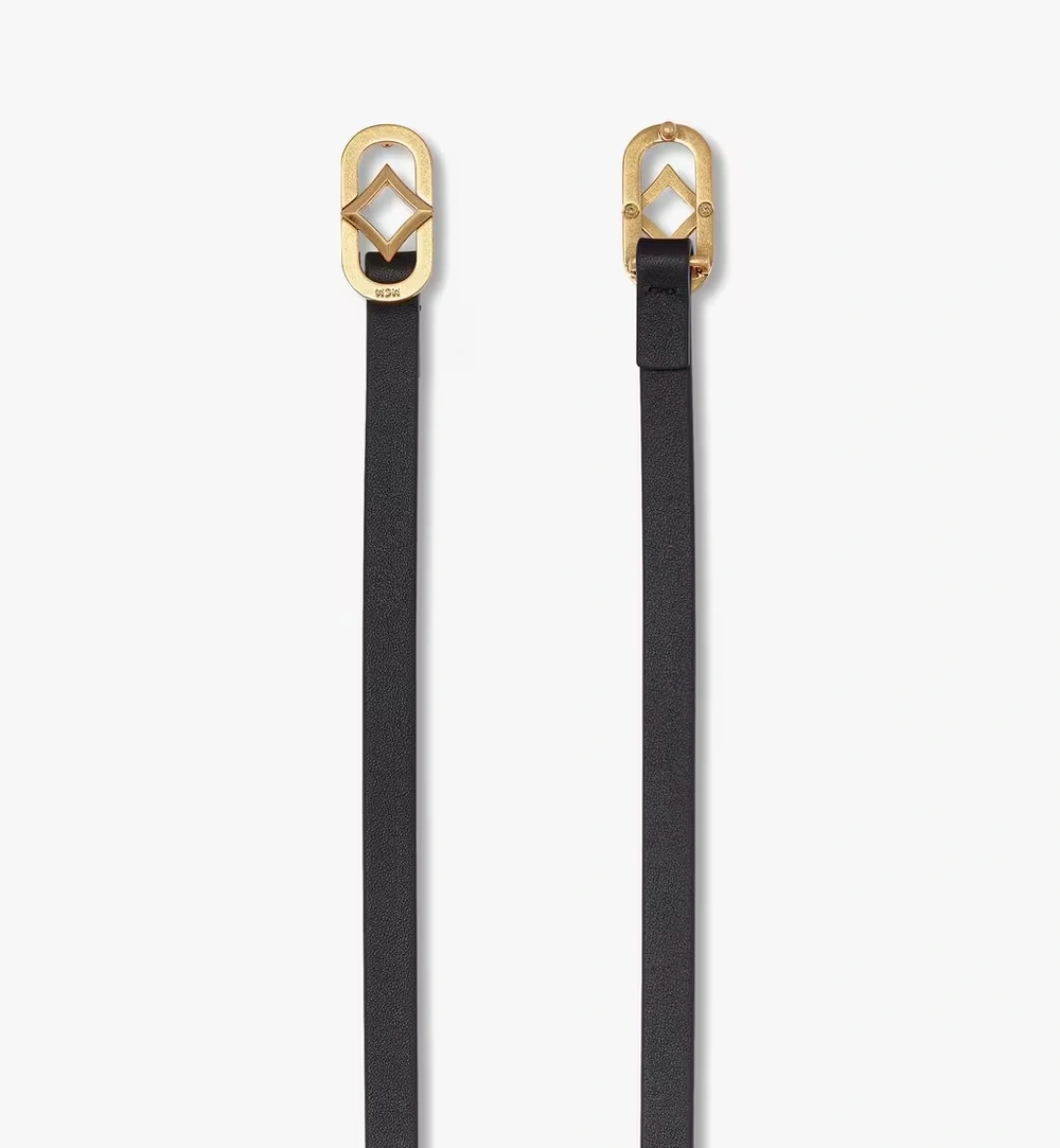 85cm / 33.4" Diamond Buckle Belt in Spanish Calf Leather Black