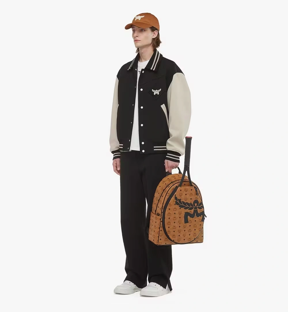 Medium Stark Tennis Backpack in Mega Laurel Visetos Cognac