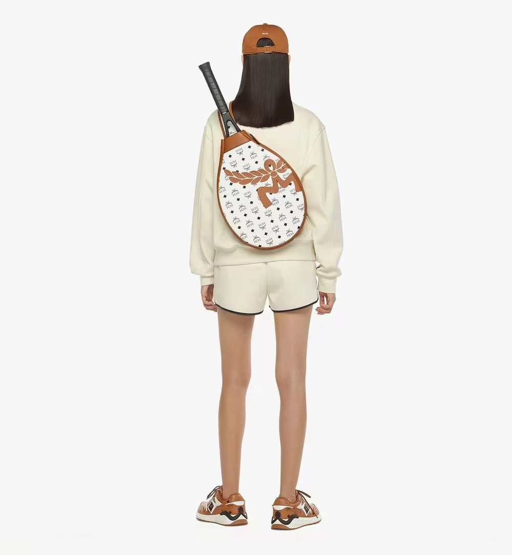 One Size Tennis Racket Cover in Mega Laurel Visetos White