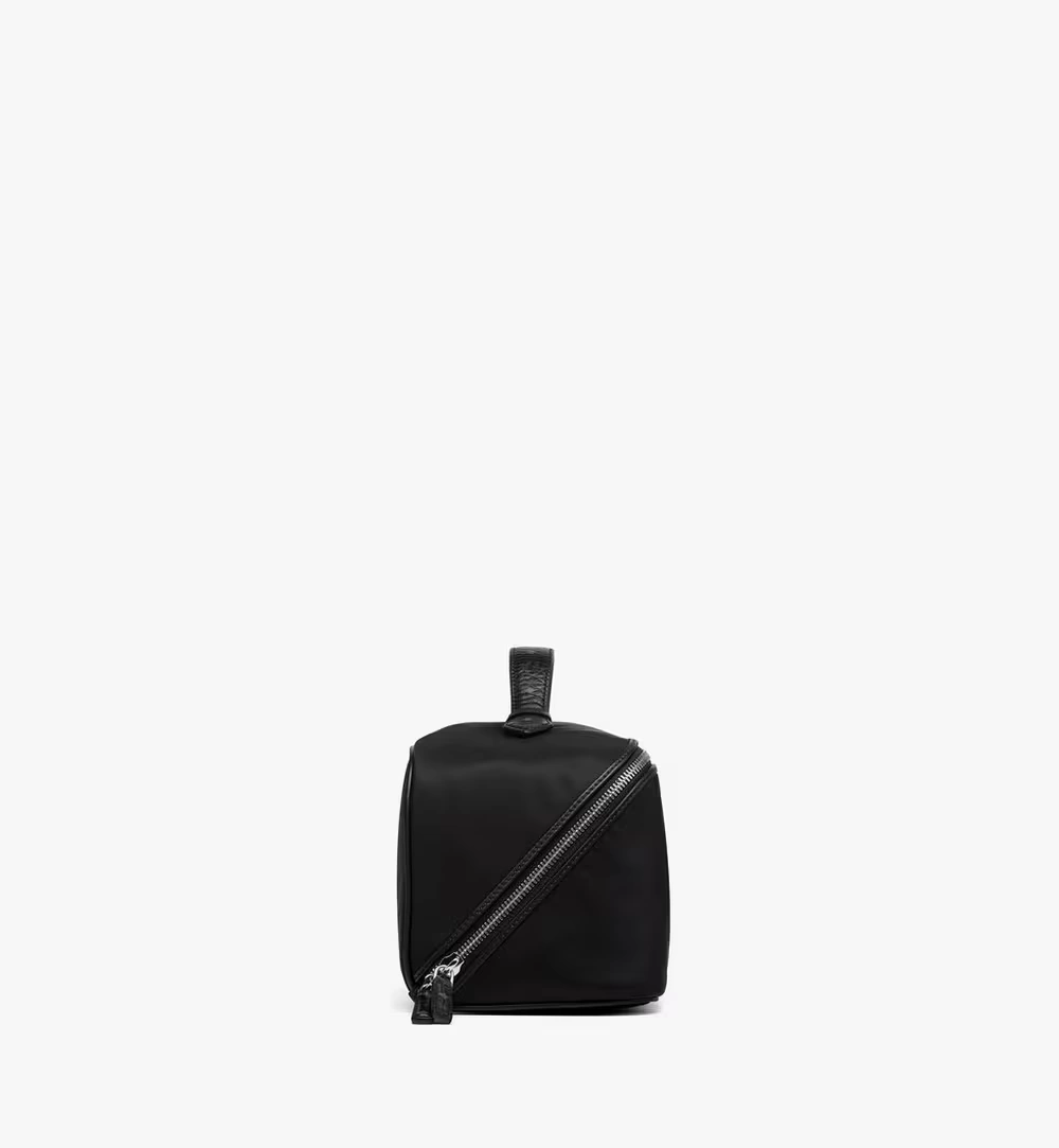 Medium Ottomar Toiletry Bag in ECONYL® and Leather Black