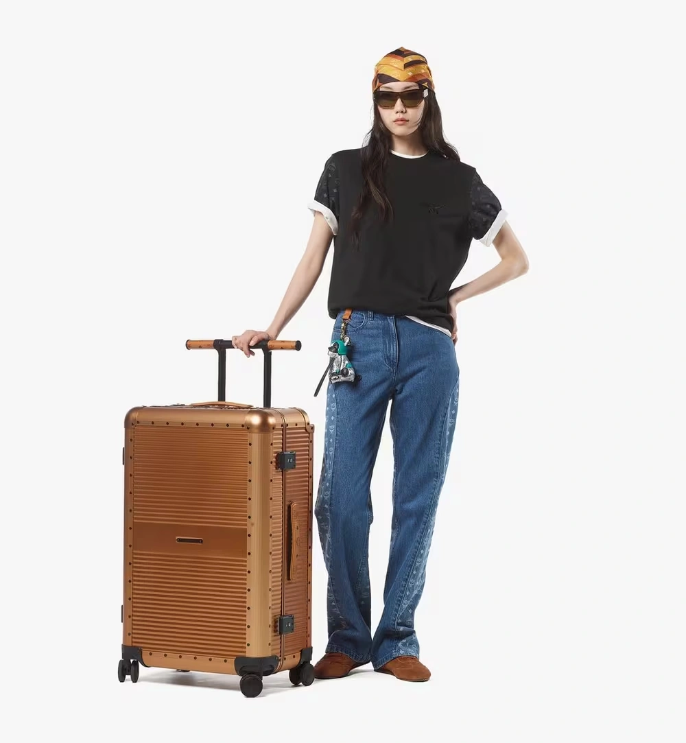 Large MCM X RAWROW Ottomar Check-In Trolley Gold