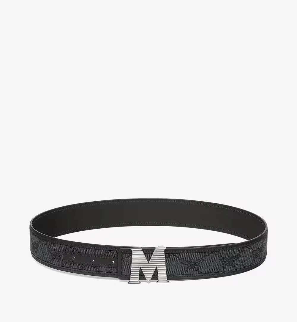 100cm / 39.3" Claus Fluted M Reversible Belt 1.5” in Lauretos Jacquard Grey