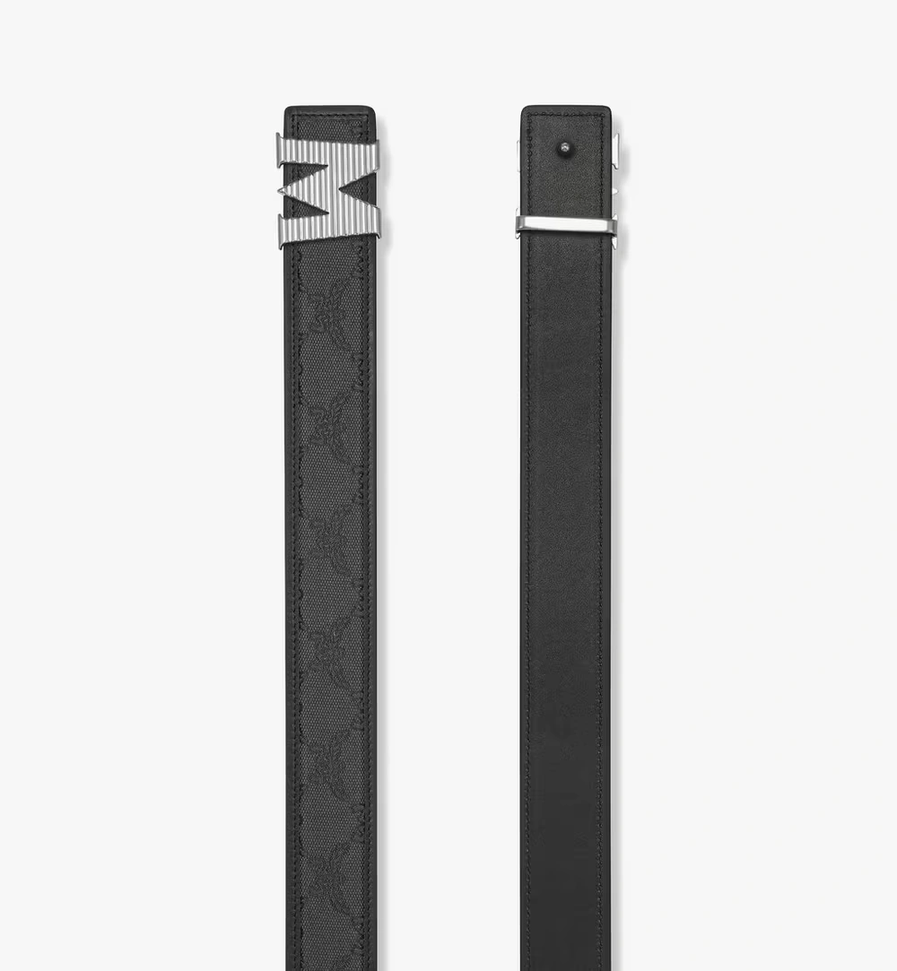 100cm / 39.3" Claus Fluted M Reversible Belt 1.5” in Lauretos Jacquard Grey
