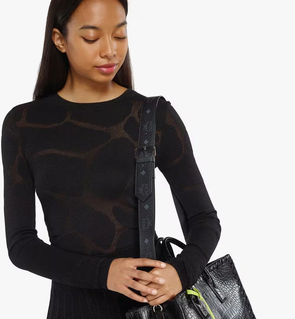 Adjustable Aren Buckle Shoulder Strap in Visetos Black