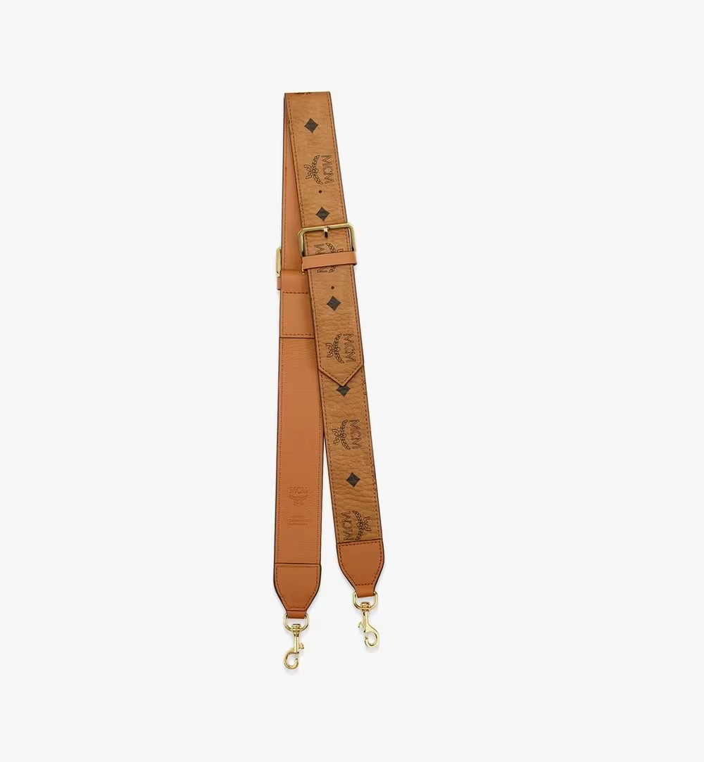 Adjustable Aren Buckle Shoulder Strap in Visetos Cognac
