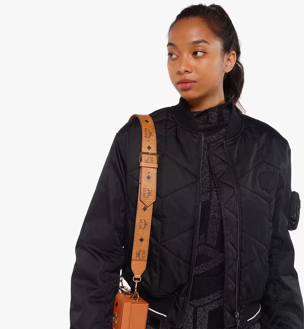Adjustable Aren Buckle Shoulder Strap in Visetos Cognac