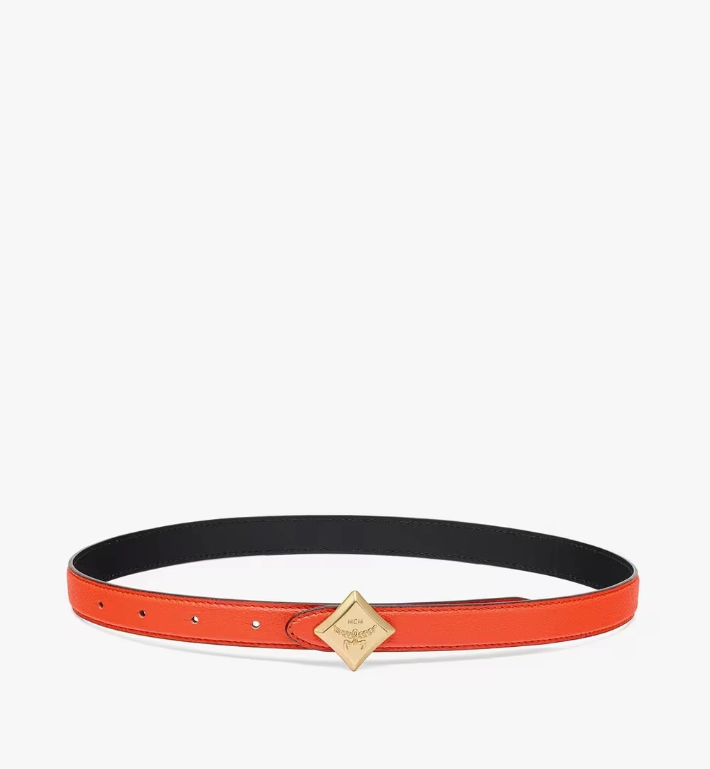 100cm / 39.3" Diamond Logo Belt in Embossed Leather Orange