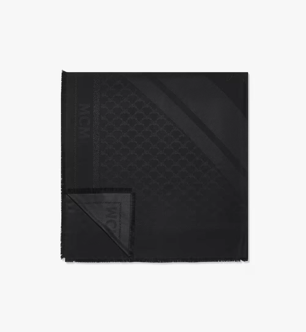 One Size Diamond Logo Jacquard Shawl Black
