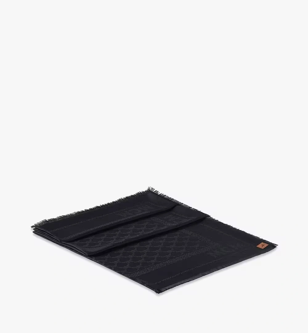 One Size Diamond Logo Jacquard Shawl Black