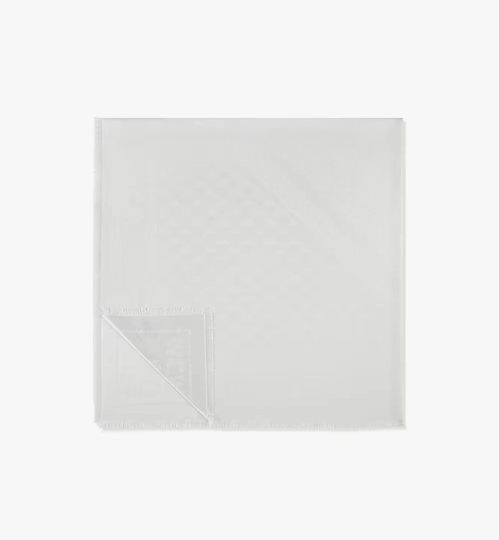One Size Diamond Logo Jacquard Shawl White