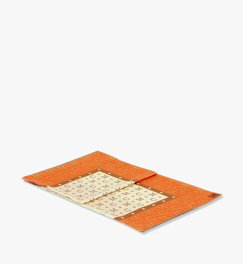 One Size Diamond Monogram Scarf in Organic Silk Orange