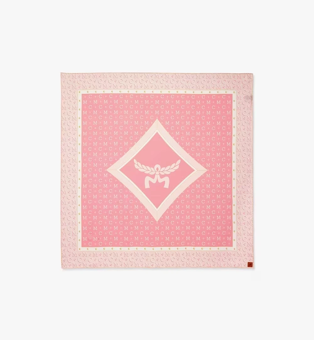 One Size Diamond Monogram Scarf in Organic Silk Orange