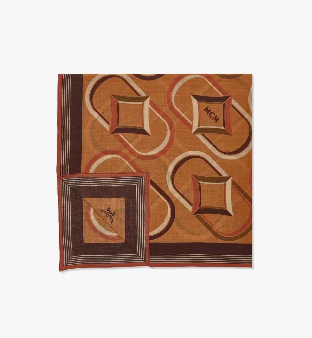 One Size Diamond Monogram Wool Shawl Cognac