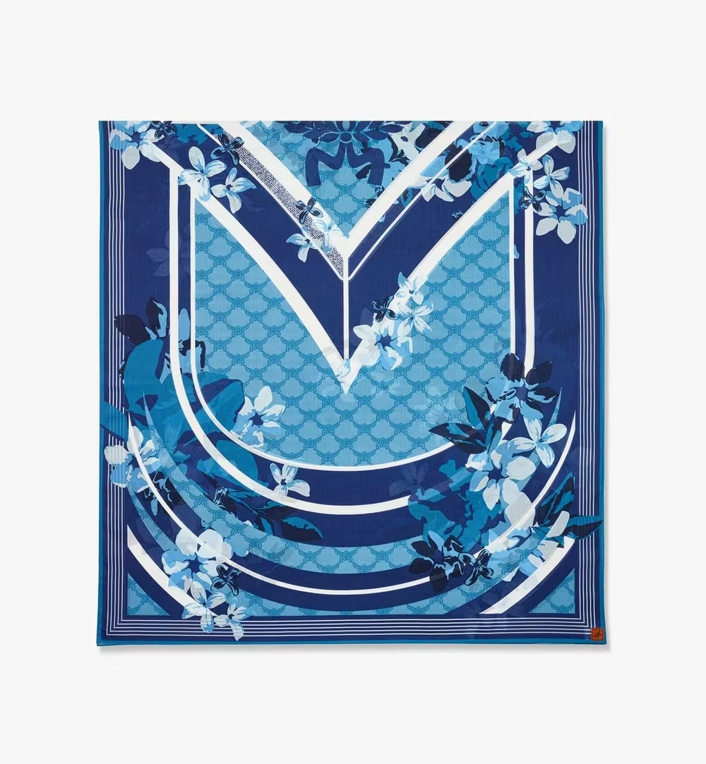 One Size Floral Monogram Pareo Blue