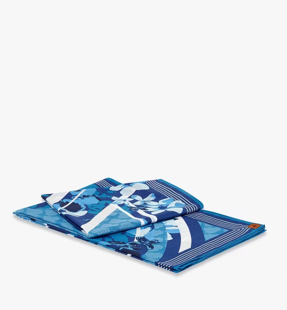 One Size Floral Monogram Pareo Blue