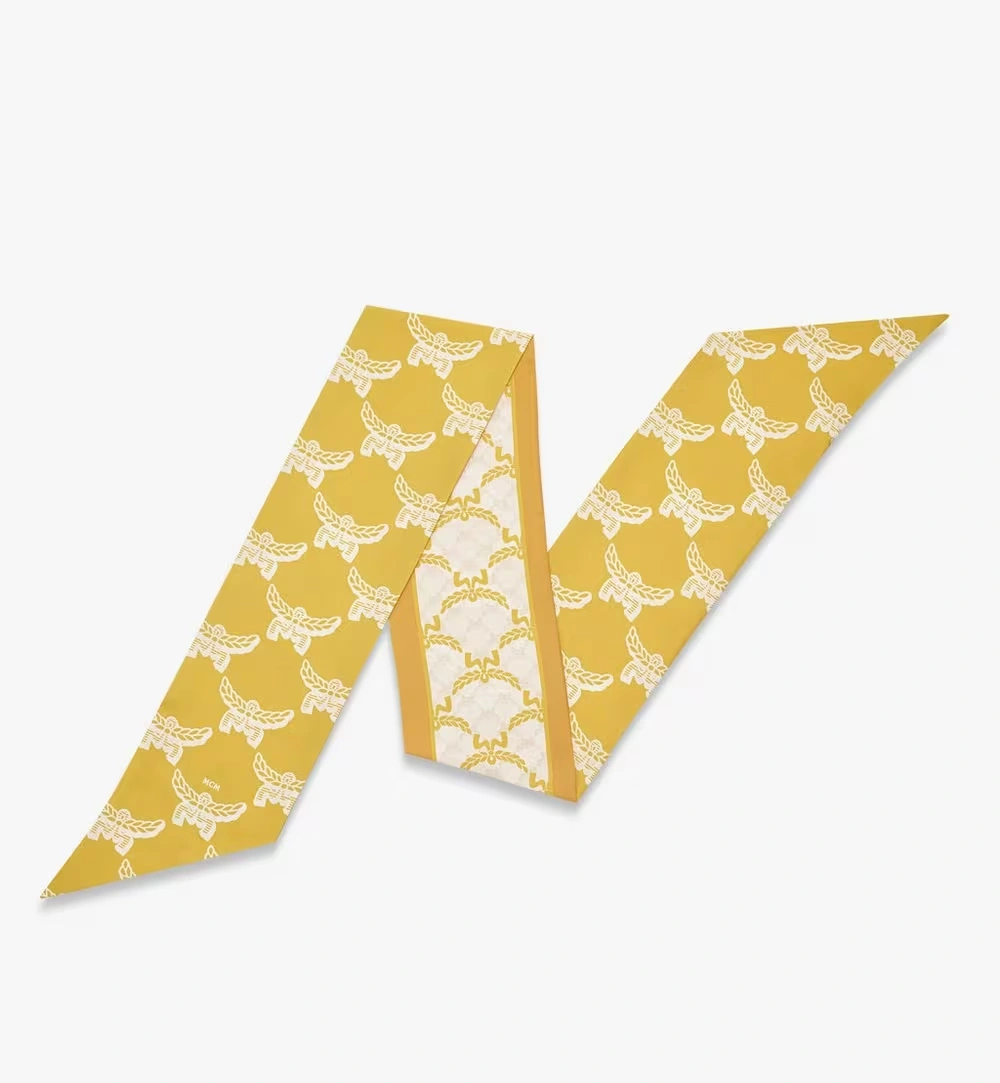 One Size Lauretos Jacquard Petite Scarf in Organic Silk Gold