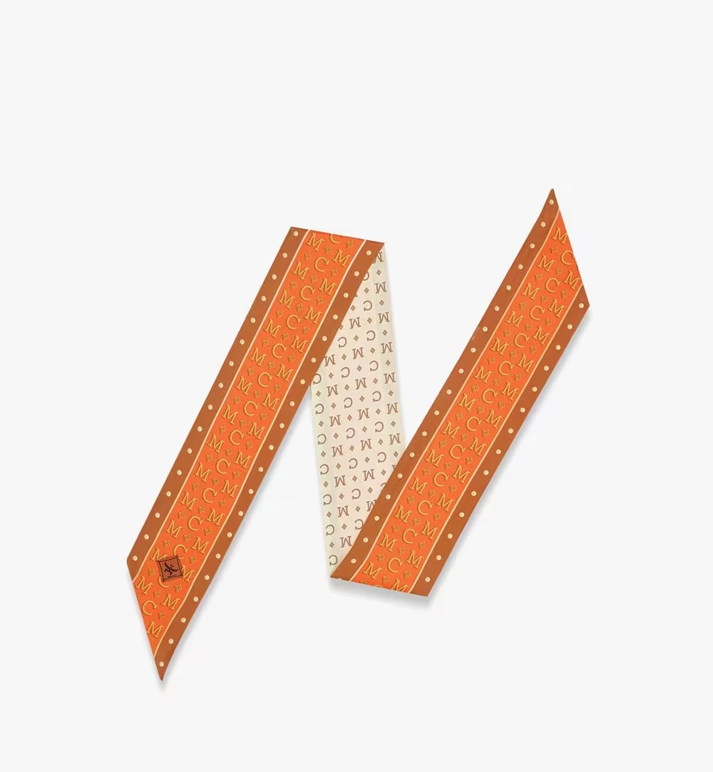 One Size Monogram Petite Scarf in Organic Silk Orange