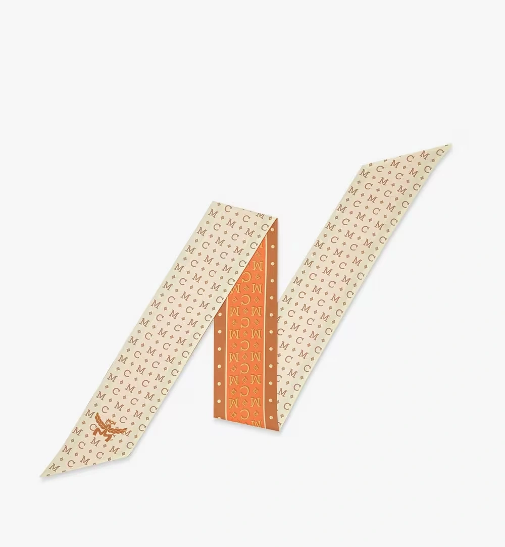 One Size Monogram Petite Scarf in Organic Silk Orange