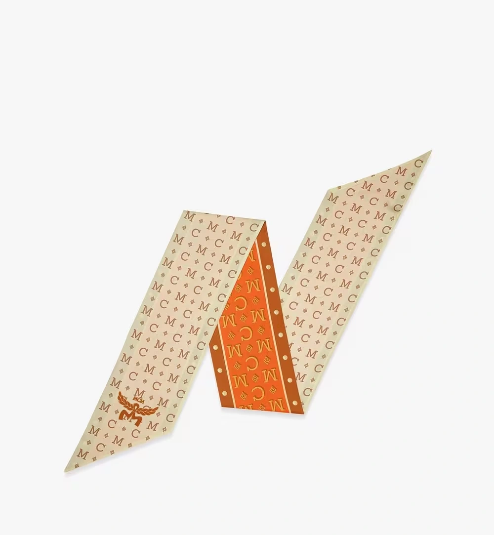 One Size Monogram Petite Scarf in Organic Silk Orange