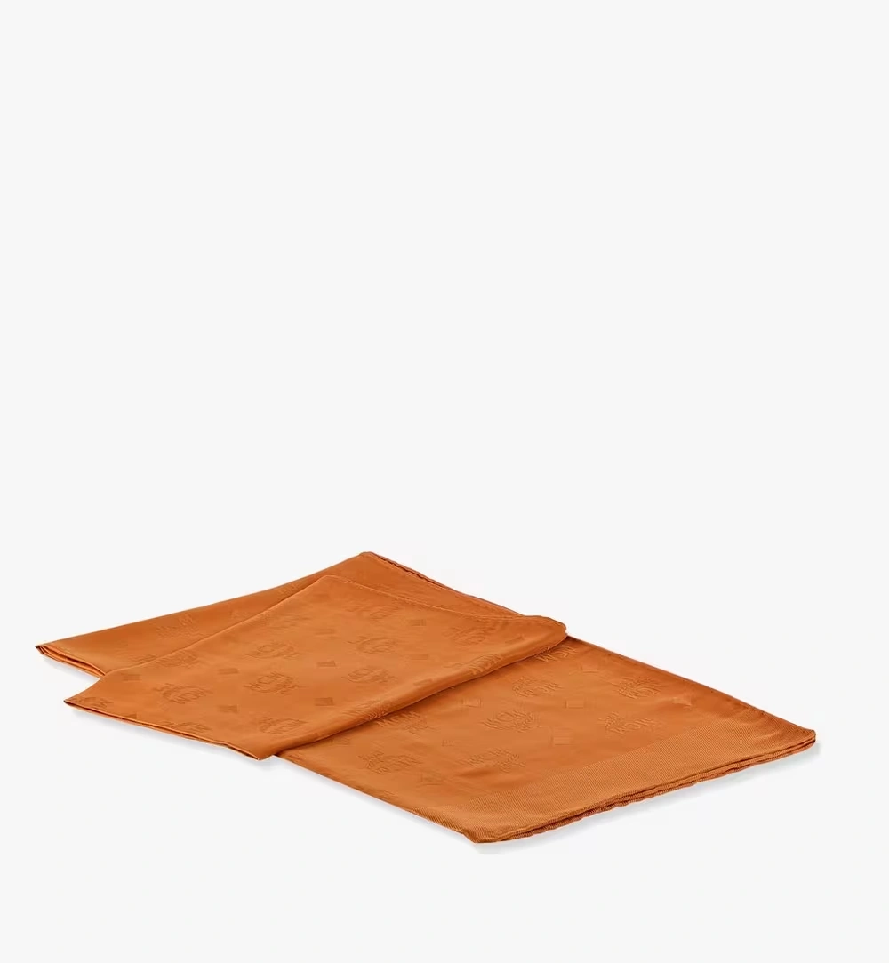 One Size Monogram Rectangular Silk Shawl Cognac