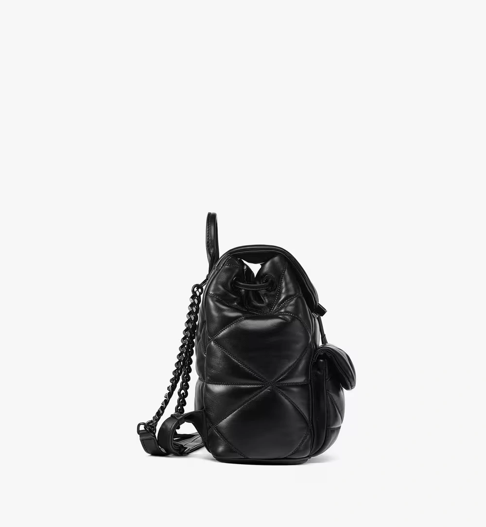 Mini Travia Backpack in Cloud Quilted Lamb Leather Black