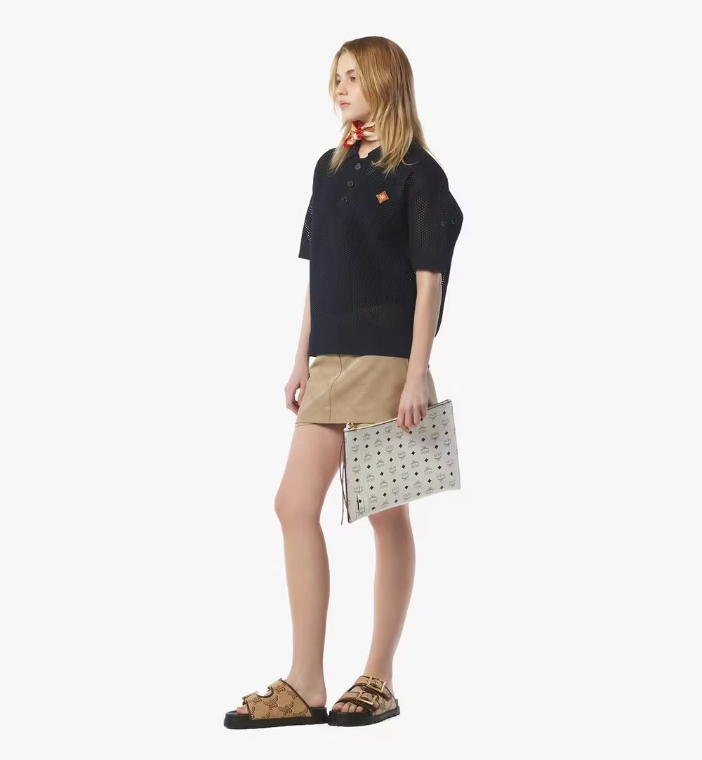 Medium Aren Crossbody in Monogram Print Leather White