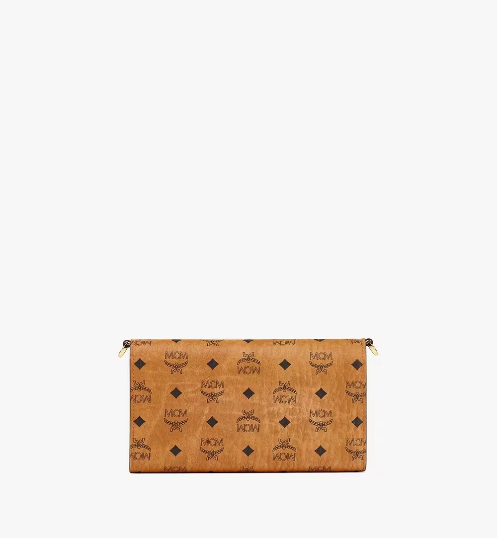 Large Aren Crossbody Wallet in Visetos Cognac