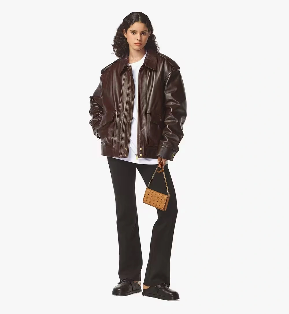 Large Aren Crossbody Wallet in Visetos Cognac