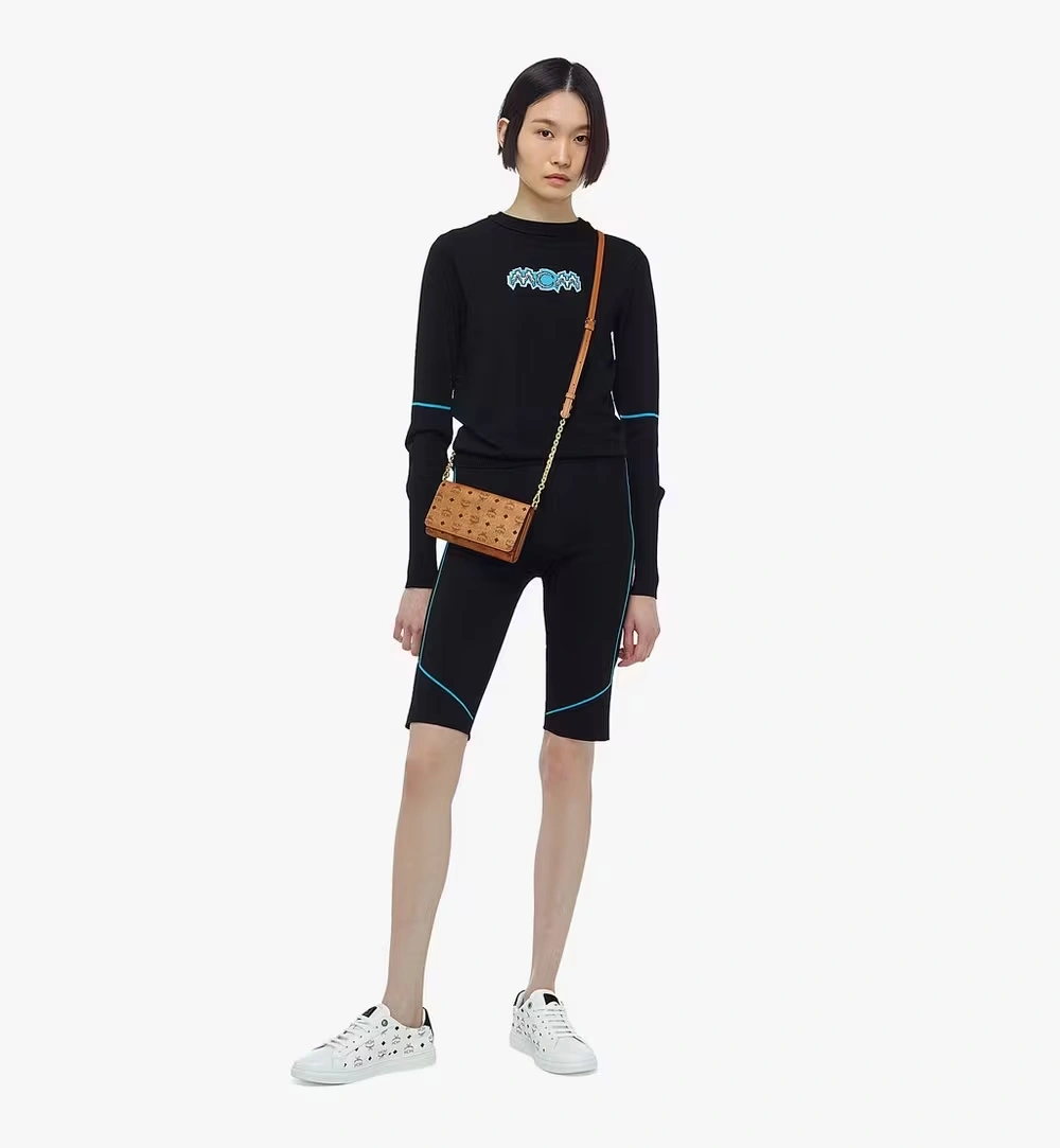 Large Aren Crossbody Wallet in Visetos Cognac