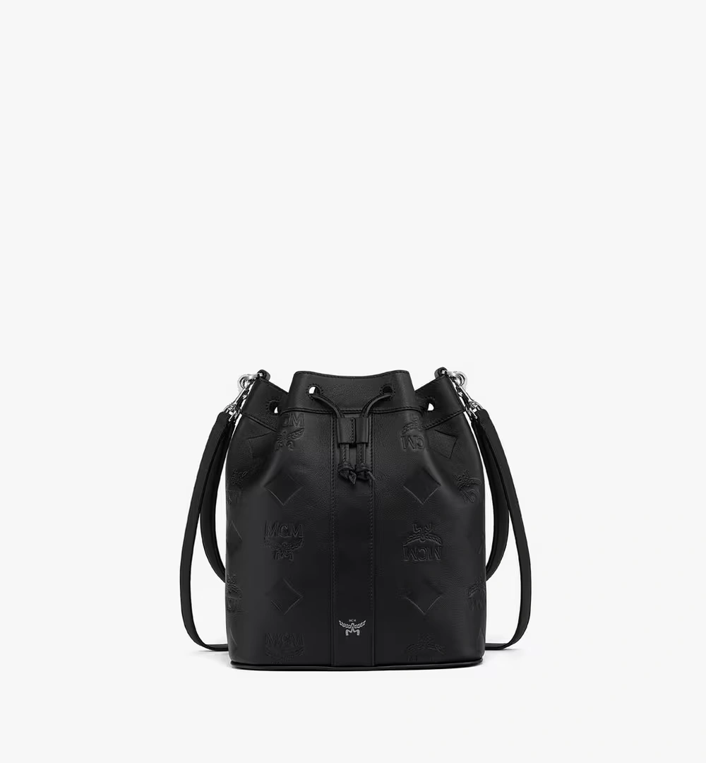 Medium Dessau Drawstring Bag in Maxi Monogram Leather Black