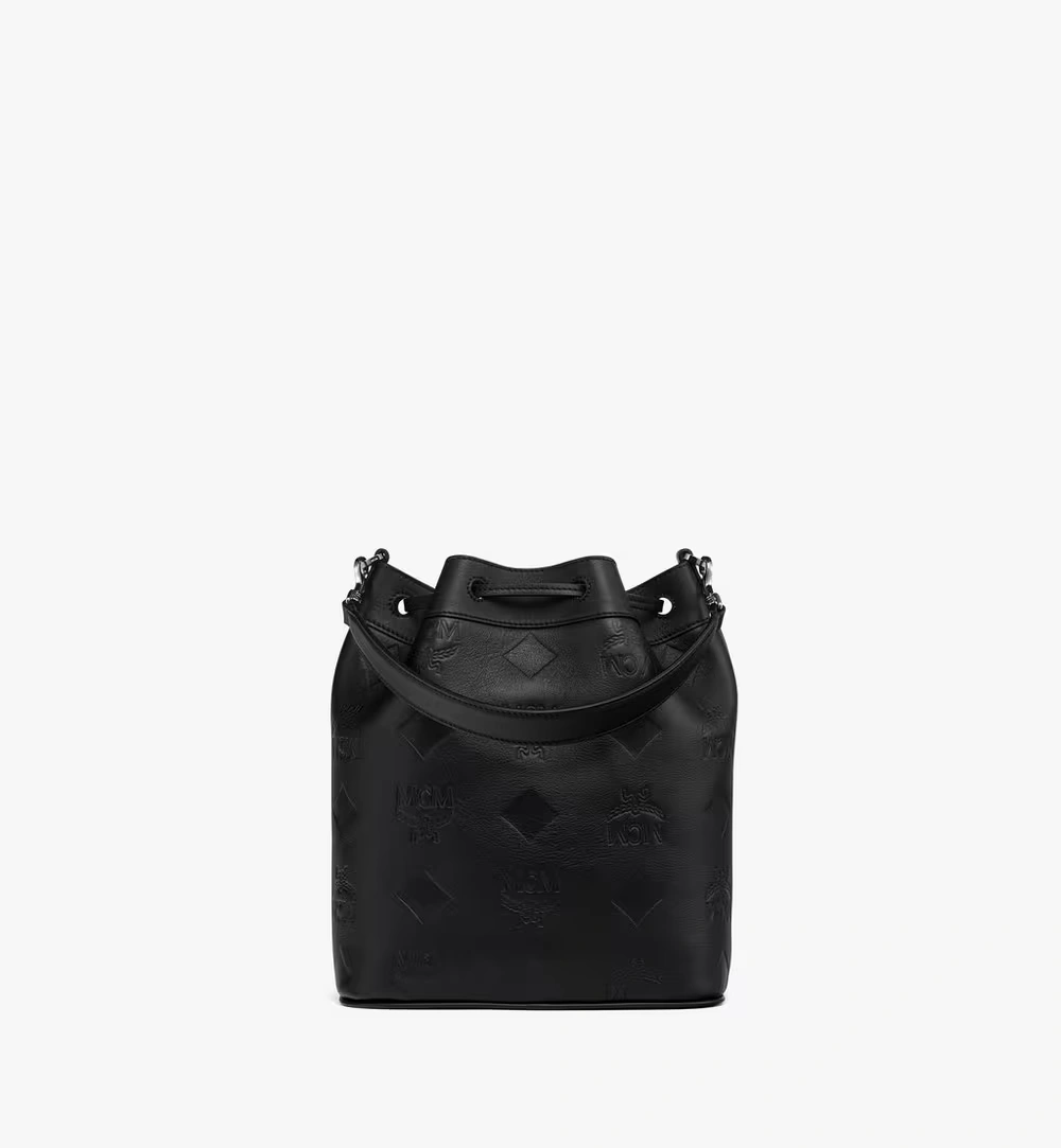 Medium Dessau Drawstring Bag in Maxi Monogram Leather Black