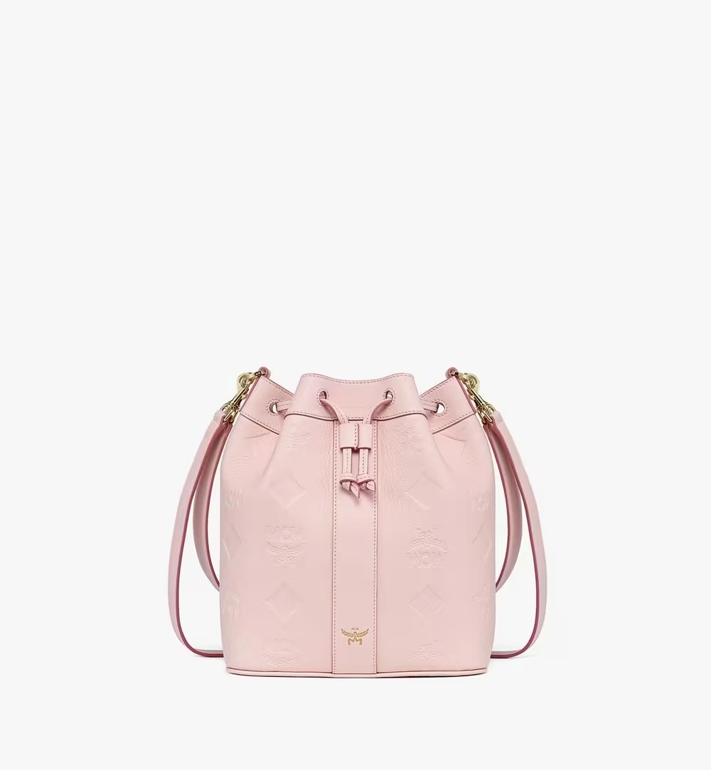 Medium Dessau Drawstring Bag in Maxi Monogram Leather Pink