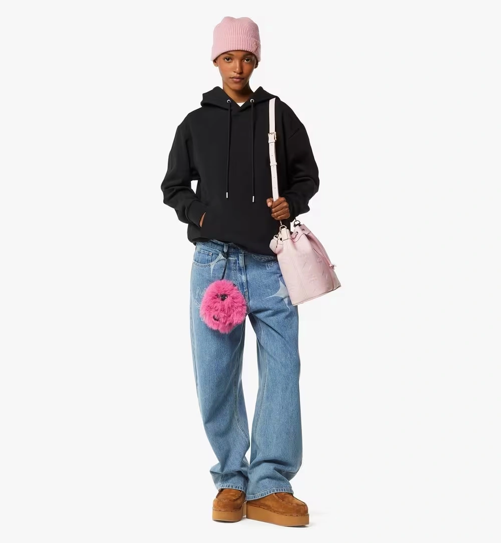 Medium Dessau Drawstring Bag in Maxi Monogram Leather Pink