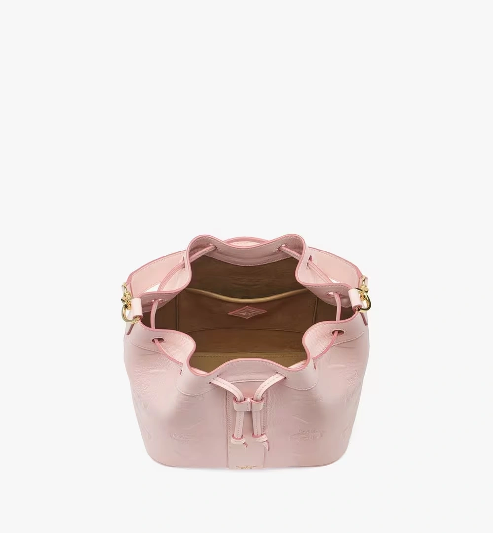 Medium Dessau Drawstring Bag in Maxi Monogram Leather Pink