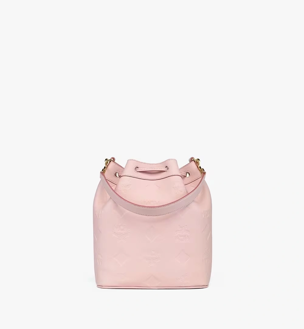 Medium Dessau Drawstring Bag in Maxi Monogram Leather Pink