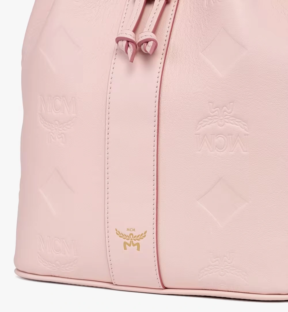 Medium Dessau Drawstring Bag in Maxi Monogram Leather Pink