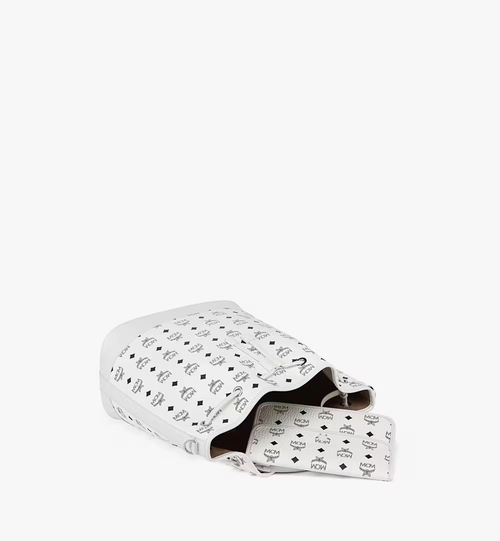 Large Dessau Drawstring Bag in Visetos White