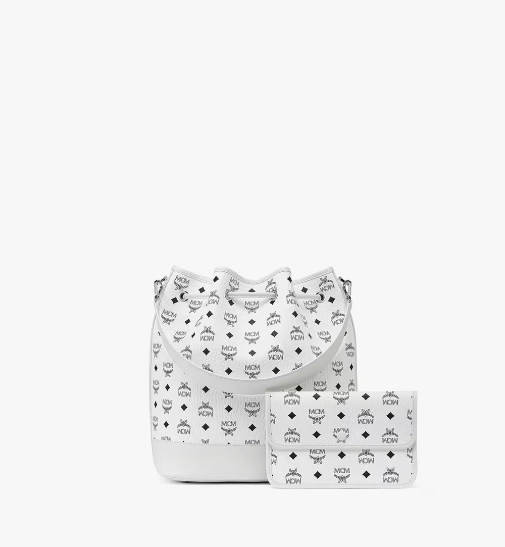 Large Dessau Drawstring Bag in Visetos White