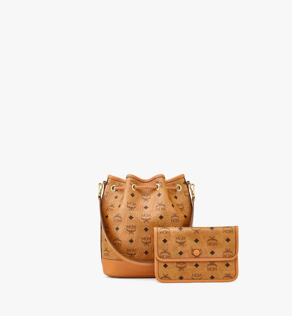 Medium Dessau Drawstring Bag in Visetos Cognac