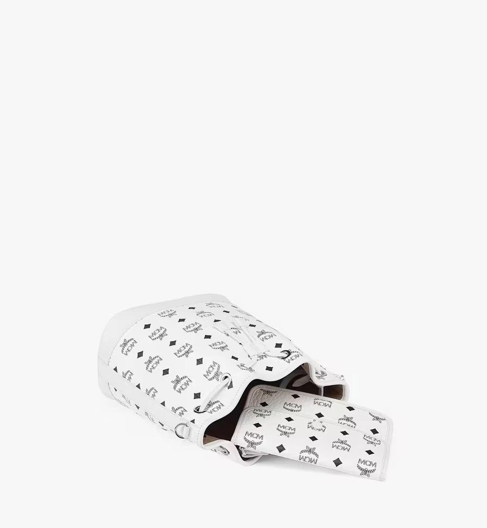 Medium Dessau Drawstring Bag in Visetos White