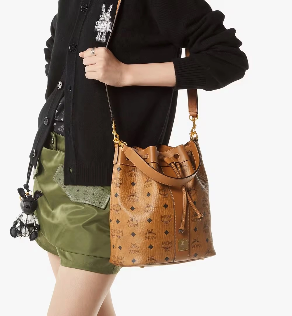 Medium Dessau Drawstring Bag in Visetos Cognac